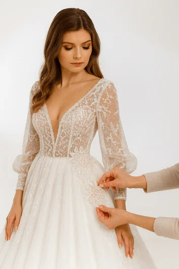 Professional wedding dress custom modifications - specialized unique changes and design alterations